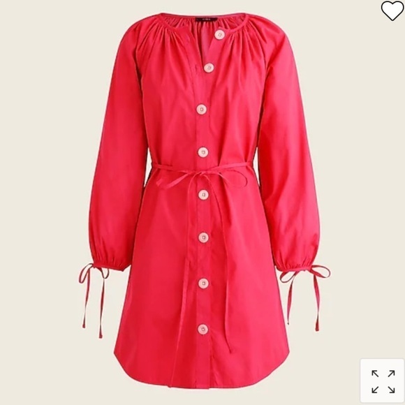 J Crew Tie-sleeve button-front dress in cotton poplin BG447 - Picture 2 of 5